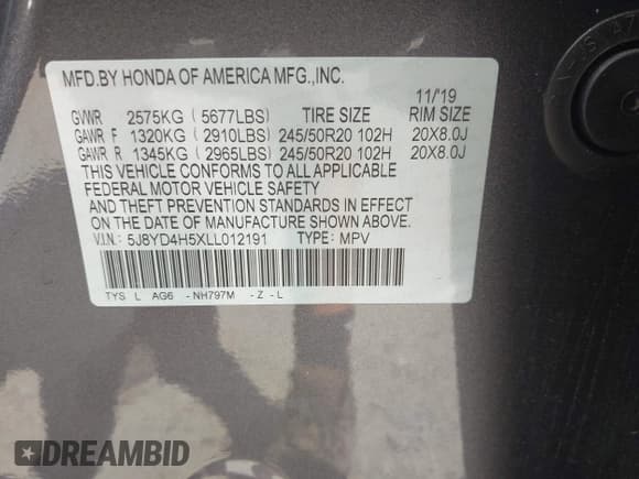 ✅ 2020 Acura MDX Technology • VIN: 5J8YD4H5XLL012191 • Лот: 43053088. Опубликован ранее на IAAI с пробегом 52 668 миль. Бесплатный доступ к архиву аукционных продаж из США и подробный отчёт об истории автомобиля на DreamBid. Изображение 9.