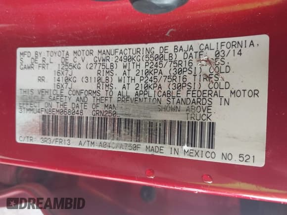 ✅ 2014 Toyota Tacoma • VIN: 3TMMU4FN8EM068048 • Lot: 42548095. Wystawiony na IAAI z przebiegiem 126 332 mil. Bezpłatny archiwum sprzedaży aukcyjnych z USA i szczegółowy raport historii pojazdu na DreamBid. Zdjęcie 9.