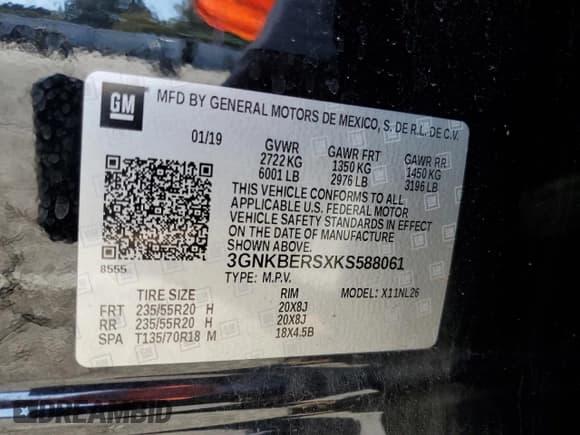 ✅ 2019 Chevrolet Blazer RS • VIN: 3GNKBERSXKS588061 • Lot: 87480025. Listed on Copart with 38,255 mi. Free auction sales archive from the USA and detailed vehicle history report at DreamBid. Image 13.