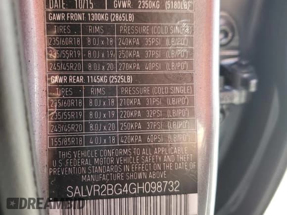 ✅ 2016 Land Rover Range Rover Evoque HSE • VIN: SALVR2BG4GH098732 • Лот: 62595605. Опубликован ранее на Copart с пробегом 136 243 миль. Бесплатный доступ к архиву аукционных продаж из США и подробный отчёт об истории автомобиля на DreamBid. Изображение 13.