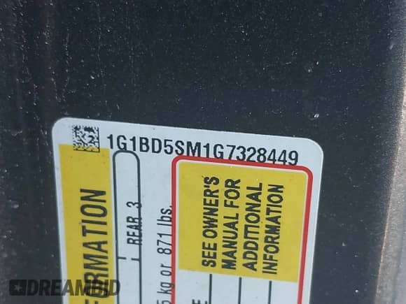 2016 Chevrolet Cruze LT с VIN 1G1BD5SM1G7328449, выставлен на аукционе IAAI как лот 41796288 с пробегом 115 715 миль миль и . История ставок и продаж доступна на DreamBid. Изображение 9.