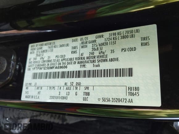 ✅ 2021 Ford F-150 XL • VIN: 1FTFW1E58MFA69606 • Lot: 43181116. Wystawiony na IAAI z przebiegiem 71 814 mil. Bezpłatny archiwum sprzedaży aukcyjnych z USA i szczegółowy raport historii pojazdu na DreamBid. Zdjęcie 9.