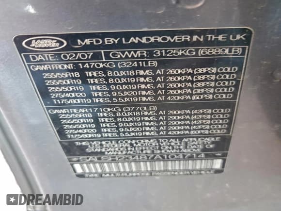 ✅ 2007 Land Rover Range Rover Sport SC • VIN: SALSH23487A104714 • Lot: 95739475. Listed on Copart with 164,075 mi. Free auction sales archive from the USA and detailed vehicle history report at DreamBid. Image 14.