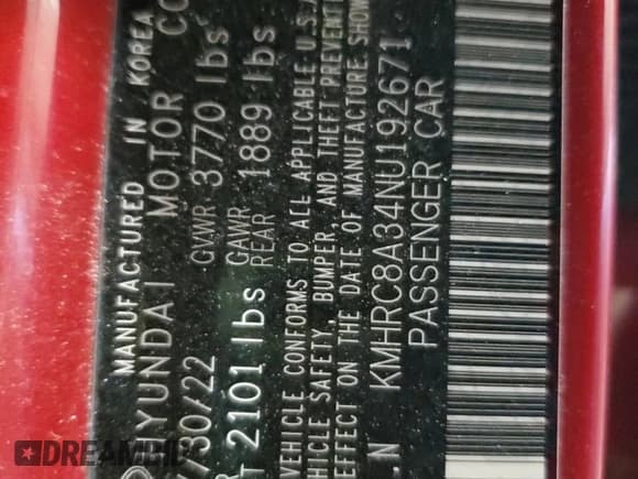 ✅ 2022 Hyundai Venue Limited • VIN: KMHRC8A34NU192671 • Lot: 87674705. Listed on Copart with 23,612 mi. Free auction sales archive from the USA and detailed vehicle history report at DreamBid. Image 13.