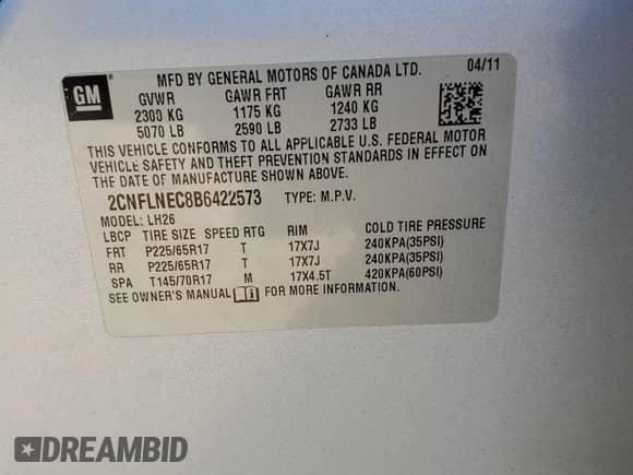 2011 Chevrolet Equinox 2LT с VIN 2CNFLNEC8B6422573, выставлен на аукционе Copart как лот 89683215 с пробегом 119 596 миль миль и Списание • Salvage title. История ставок и продаж доступна на DreamBid. Изображение 13.