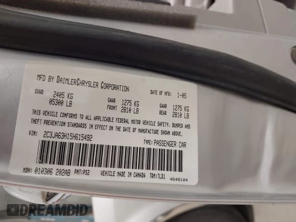 ✅ 2005 Chrysler 300 C • VIN: 2C3JA63H15H615492 • Lot: 43372538. Wystawiony na IAAI z przebiegiem 194 800 mil. Bezpłatny archiwum sprzedaży aukcyjnych z USA i szczegółowy raport historii pojazdu na DreamBid. Zdjęcie 9.