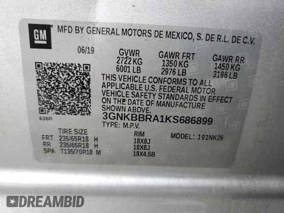 2019 Chevrolet Blazer z VIN 3GNKBBRA1KS686899, wystawiony jako Copart lot #70192232 z przebiegiem 144 658 mil mil oraz . Historia ofert i sprzedaży dostępna na DreamBid. Obrazek 15.