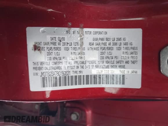 ✅ 2008 Mazda CX-9 Sport • VIN: JM3TB28A780150531 • Lot: 43819629. Listed on IAAI with 223,557 mi. Free auction sales archive from the USA and detailed vehicle history report at DreamBid. Image 9.