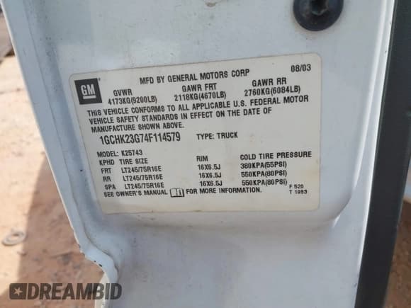 ✅ 2004 Chevrolet Silverado 2500HD LT3 • VIN: 1GCHK23G74F114579 • Лот: 41794758. Опубликован ранее на IAAI с пробегом 184 369 миль. Бесплатный доступ к архиву аукционных продаж из США и подробный отчёт об истории автомобиля на DreamBid. Изображение 9.
