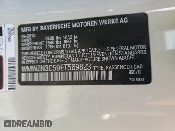 ✅ 2014 MINI Convertible • VIN: WMWZN3C59ET569823 • Лот: 72543194. Опубликован ранее на Copart с пробегом 56 730 миль. Бесплатный доступ к архиву аукционных продаж из США и подробный отчёт об истории автомобиля на DreamBid. Изображение 12.