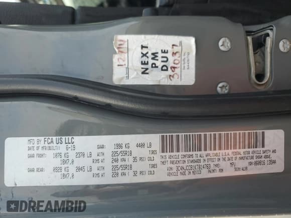 ✅ 2019 Jeep Compass Limited • VIN: 3C4NJCCB1KT814763 • Lot: 86735784. Listed on Copart with 85,144 mi. Free auction sales archive from the USA and detailed vehicle history report at DreamBid. Image 13.