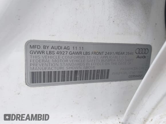 ✅ 2012 Audi A4 Premium Plus • VIN: WAUFFAFL1CN017085 • Lot: 42606444. Listed on IAAI with 132,925 mi. Free auction sales archive from the USA and detailed vehicle history report at DreamBid. Image 9.