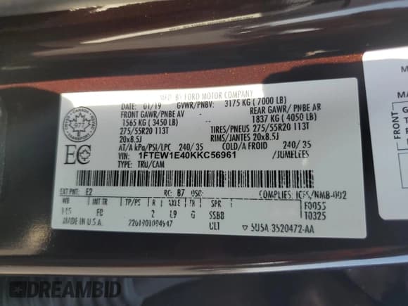 ✅ 2019 Ford F-150 XL • VIN: 1FTEW1E40KKC56961 • Lot: 64702265. Listed on Copart with 63,030 mi. Free auction sales archive from the USA and detailed vehicle history report at DreamBid. Image 12.