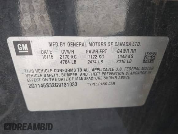 2016 Chevrolet Impala LTZ с VIN 2G1145S32G9131033, выставлен на аукционе IAAI как лот 43562609 с пробегом 163 619 миль миль и . История ставок и продаж доступна на DreamBid. Изображение 9.