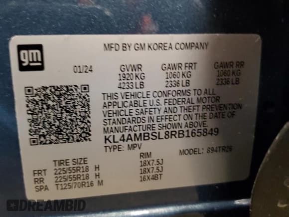 ✅ 2024 Buick Encore GX Preferred • VIN: KL4AMBSL8RB165849 • Лот: 51898295. Опубликован ранее на Copart с пробегом 8 750 миль. Бесплатный доступ к архиву аукционных продаж из США и подробный отчёт об истории автомобиля на DreamBid. Изображение 16.