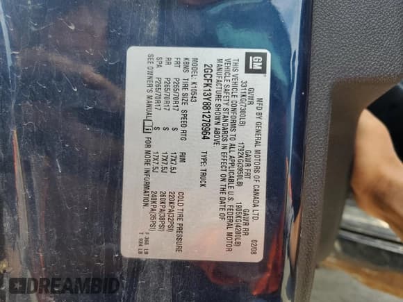 ✅ 2008 Chevrolet Silverado 1500 LTZ • VIN: 2GCFK13Y881278964 • Lot: 62648145. Listed on Copart with 161,009 mi. Free auction sales archive from the USA and detailed vehicle history report at DreamBid. Image 12.