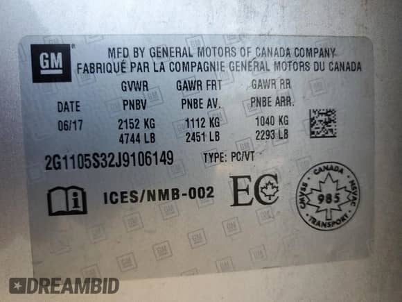 2018 Chevrolet Impala LT with VIN 2G1105S32J9106149, listed as a Copart auction lot 81246815 with 145,881 mi miles and Salvage title. Bid and sale history available at DreamBid. Image 13.