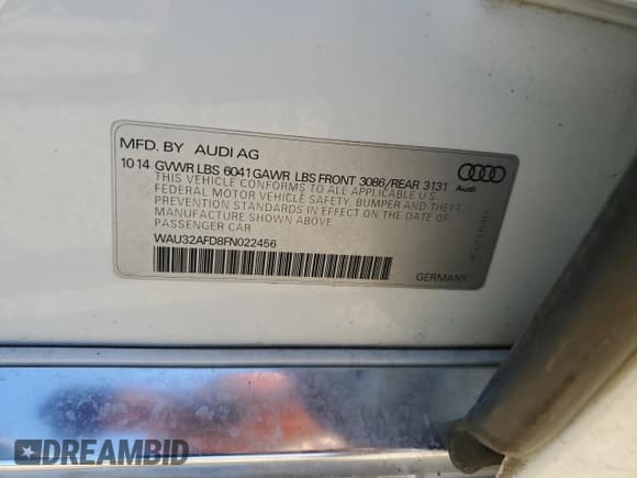 ✅ 2015 Audi A8 4.0T • VIN: WAU32AFD8FN022456 • Лот: 87490885. Опубликован ранее на Copart с пробегом 155 613 миль. Бесплатный доступ к архиву аукционных продаж из США и подробный отчёт об истории автомобиля на DreamBid. Изображение 13.