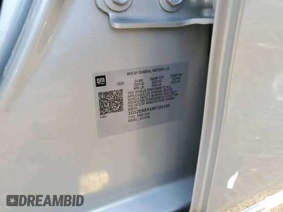 2022 Chevrolet Malibu Premier with VIN 1G1ZE5SX1NF105160, listed as a Copart auction lot 71912855 with 46,036 mi miles and Clean title. Bid and sale history available at DreamBid. Image 12.