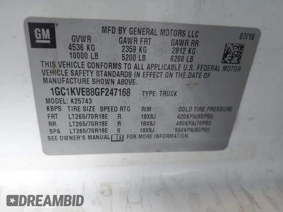 ✅ 2016 Chevrolet Silverado 2500HD LT • VIN: 1GC1KVE88GF247168 • Лот: 40907712. Опубликован ранее на IAAI с пробегом Не указан. Бесплатный доступ к архиву аукционных продаж из США и подробный отчёт об истории автомобиля на DreamBid. Изображение 9.