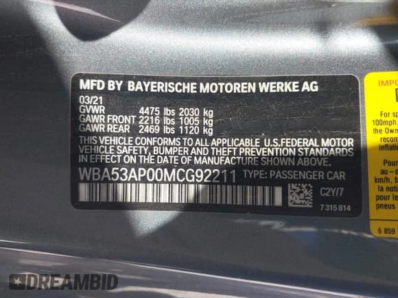 ✅ 2021 BMW 4 Series 430i • VIN: WBA53AP00MCG92211 • Lot: 43677447. Wystawiony na IAAI z przebiegiem 70 734 mil. Bezpłatny archiwum sprzedaży aukcyjnych z USA i szczegółowy raport historii pojazdu na DreamBid. Zdjęcie 9.