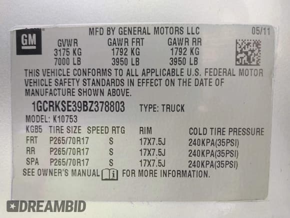 ✅ 2011 Chevrolet Silverado 1500 LT • VIN: 1GCRKSE39BZ378803 • Lot: 41406822. Listed on IAAI with 110,728 mi. Free auction sales archive from the USA and detailed vehicle history report at DreamBid. Image 9.