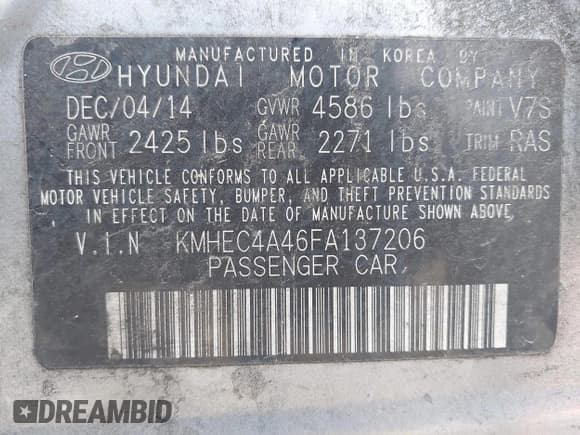 ✅ 2015 Hyundai Sonata • VIN: KMHEC4A46FA137206 • Lot: 43632486. Wystawiony na IAAI z przebiegiem 268 869 mil. Bezpłatny archiwum sprzedaży aukcyjnych z USA i szczegółowy raport historii pojazdu na DreamBid. Zdjęcie 9.