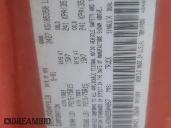 ✅ 2002 Dodge Dakota SLT • VIN: 1B7GL42XX2S504067 • Lot: 44207975. Wystawiony na Copart z przebiegiem 223 293 mil. Bezpłatny archiwum sprzedaży aukcyjnych z USA i szczegółowy raport historii pojazdu na DreamBid. Zdjęcie 12.