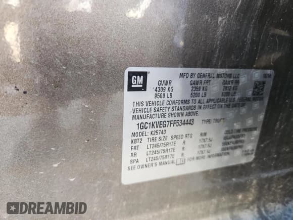 ✅ 2015 Chevrolet Silverado 2500HD LT • VIN: 1GC1KVEG7FF534443 • Лот: 89850915. Опубликован ранее на Copart с пробегом 267 610 миль. Бесплатный доступ к архиву аукционных продаж из США и подробный отчёт об истории автомобиля на DreamBid. Изображение 12.