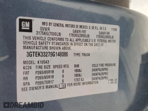✅ 2009 GMC Sierra 1500 • VIN: 3GTEK33279G148086 • Lot: 61407445. Wystawiony na Copart z przebiegiem 129 820 mil. Bezpłatny archiwum sprzedaży aukcyjnych z USA i szczegółowy raport historii pojazdu na DreamBid. Zdjęcie 12.