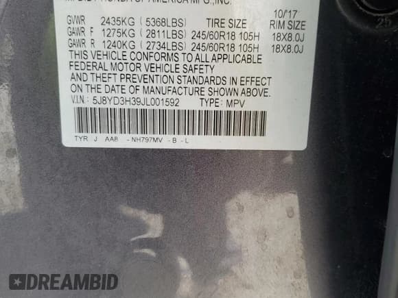 ✅ 2018 Acura MDX • VIN: 5J8YD3H39JL001592 • Лот: 66759675. Опубликован ранее на Copart с пробегом 91 452 миль. Бесплатный доступ к архиву аукционных продаж из США и подробный отчёт об истории автомобиля на DreamBid. Изображение 13.