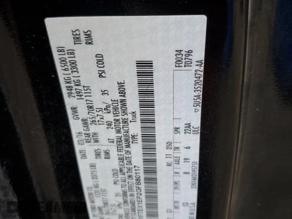 ✅ 2016 Ford F-150 XLT • VIN: 1FTEX1EP2GFB80117 • Lot: 66098405. Listed on Copart with Not provided. Free auction sales archive from the USA and detailed vehicle history report at DreamBid. Image 12.