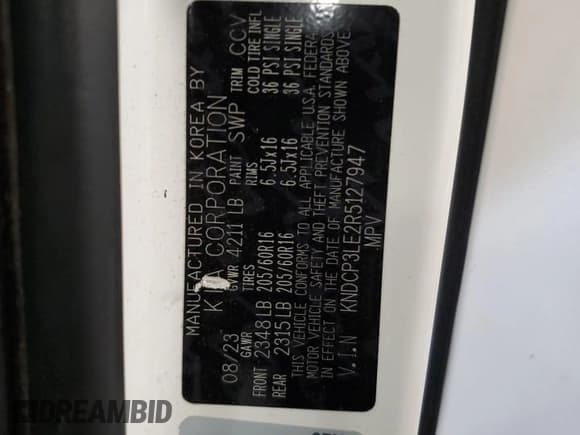 ✅ 2024 Kia Niro LX • VIN: KNDCP3LE2R5127947 • Lot: 62635175. Wystawiony na Copart z przebiegiem 18 399 mil. Bezpłatny archiwum sprzedaży aukcyjnych z USA i szczegółowy raport historii pojazdu na DreamBid. Zdjęcie 13.