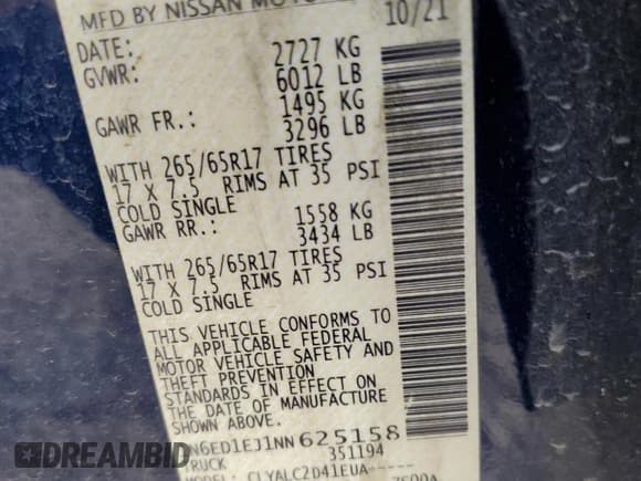 ✅ 2022 Nissan Frontier SV • VIN: 1N6ED1EJ1NN625158 • Лот: 71854685. Опубликован ранее на Copart с пробегом 59 806 миль. Бесплатный доступ к архиву аукционных продаж из США и подробный отчёт об истории автомобиля на DreamBid. Изображение 12.