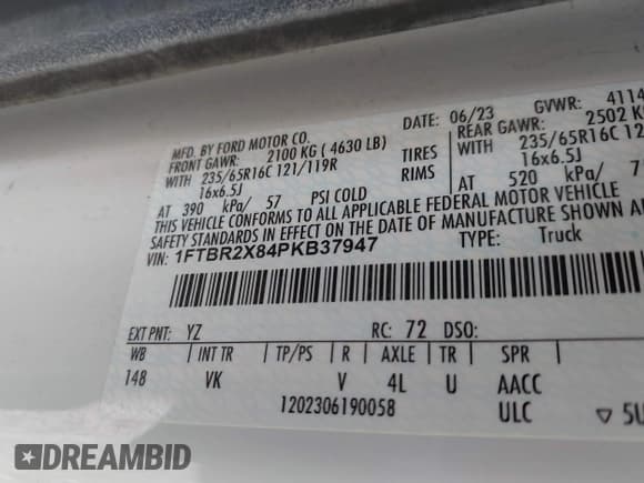 ✅ 2023 Ford Transit Cargo • VIN: 1FTBR2X84PKB37947 • Лот: 41750849. Опубликован ранее на IAAI с пробегом 58 114 миль. Бесплатный доступ к архиву аукционных продаж из США и подробный отчёт об истории автомобиля на DreamBid. Изображение 9.