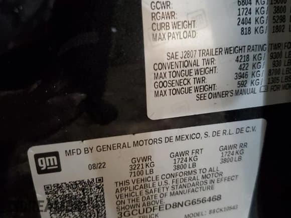 ✅ 2022 Chevrolet Silverado 1500 LT Trail Boss • VIN: 3GCUDFED8NG656468 • Lot: 84808744. Wystawiony na Copart z przebiegiem 50 162 mil. Bezpłatny archiwum sprzedaży aukcyjnych z USA i szczegółowy raport historii pojazdu na DreamBid. Zdjęcie 13.