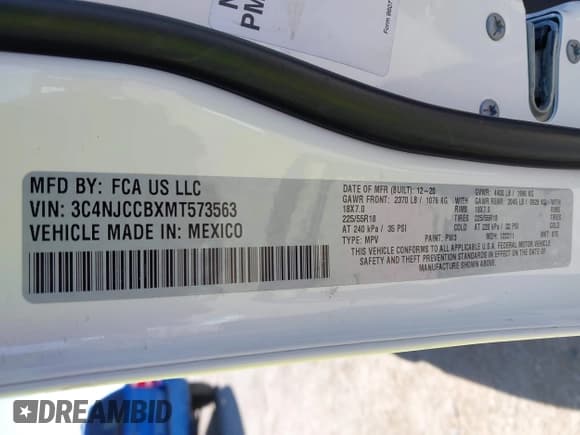 ✅ 2021 Jeep Compass Limited • VIN: 3C4NJCCBXMT573563 • Lot: 41687325. Listed on IAAI with 75,768 mi. Free auction sales archive from the USA and detailed vehicle history report at DreamBid. Image 9.