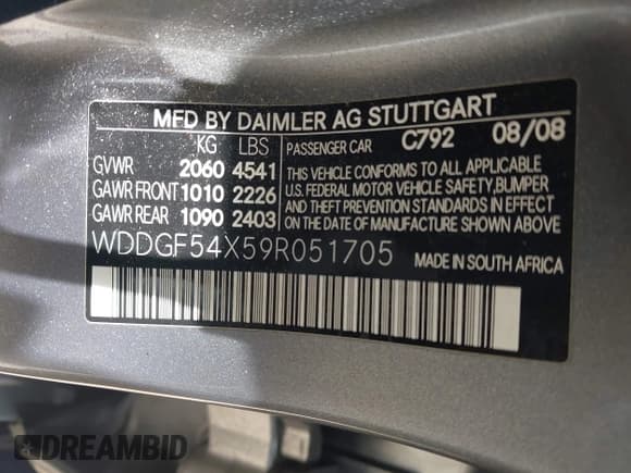 ✅ 2009 Mercedes-Benz C 300 Sport • VIN: WDDGF54X59R051705 • Lot: 42501724. Listed on IAAI with 246,704 mi. Free auction sales archive from the USA and detailed vehicle history report at DreamBid. Image 9.