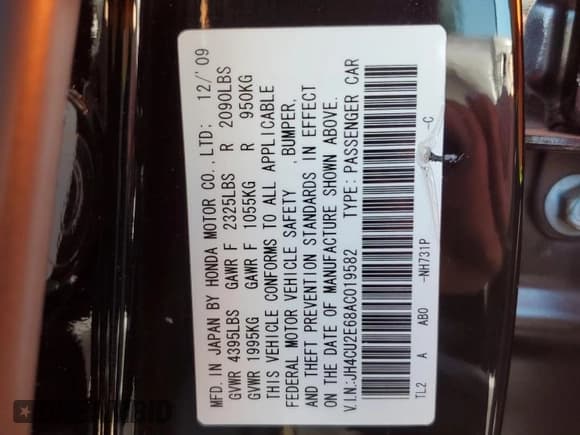 ✅ 2010 Acura TSX • VIN: JH4CU2E68AC019582 • Lot: 73690834. Listed on Copart with 172,929 mi. Free auction sales archive from the USA and detailed vehicle history report at DreamBid. Image 14.