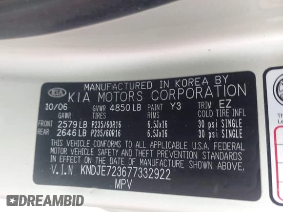 ✅ 2007 Kia Sportage LX • VIN: KNDJE723677332922 • Лот: 42255864. Опубликован ранее на IAAI с пробегом 194 622 миль. Бесплатный доступ к архиву аукционных продаж из США и подробный отчёт об истории автомобиля на DreamBid. Изображение 9.