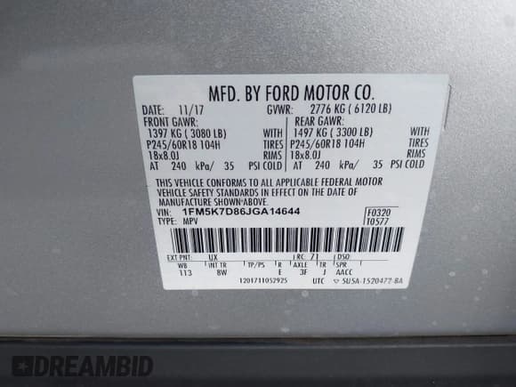 ✅ 2018 Ford Explorer XLT • VIN: 1FM5K7D86JGA14644 • Лот: 42478366. Опубликован ранее на IAAI с пробегом 64 385 миль. Бесплатный доступ к архиву аукционных продаж из США и подробный отчёт об истории автомобиля на DreamBid. Изображение 9.