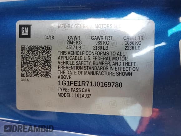 ✅ 2018 Chevrolet Camaro 1SS • VIN: 1G1FE1R71J0169780 • Lot: 80368915. Listed on Copart with 46,251 mi. Free auction sales archive from the USA and detailed vehicle history report at DreamBid. Image 12.