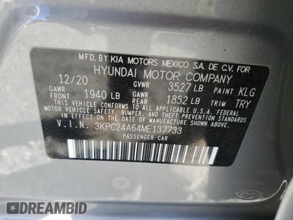 ✅ 2021 Hyundai Accent SE • VIN: 3KPC24A64ME137733 • Лот: 41827175. Опубликован ранее на Copart с пробегом 62 571 миль. Бесплатный доступ к архиву аукционных продаж из США и подробный отчёт об истории автомобиля на DreamBid. Изображение 12.