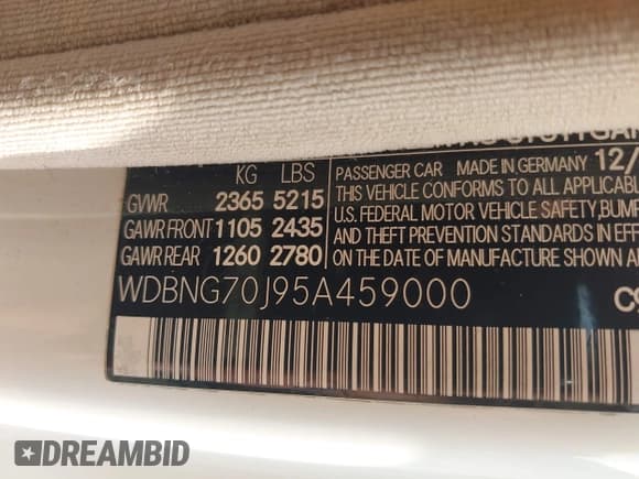 ✅ 2005 Mercedes-Benz S 430 • VIN: WDBNG70J95A459000 • Lot: 42719850. Listed on IAAI with 163,684 mi. Free auction sales archive from the USA and detailed vehicle history report at DreamBid. Image 9.