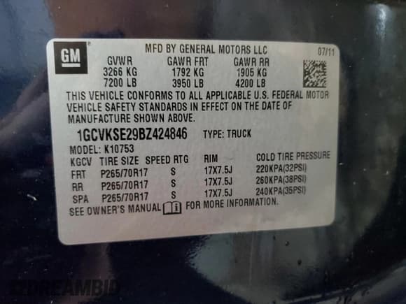 ✅ 2011 Chevrolet Silverado 1500 LT • VIN: 1GCVKSE29BZ424846 • Lot: 70582525. Listed on Copart with 102,585 mi. Free auction sales archive from the USA and detailed vehicle history report at DreamBid. Image 12.