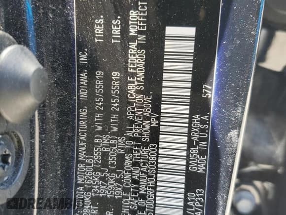 ✅ 2018 Toyota Highlander Hybrid Limited • VIN: 5TDDGRFH0JS038003 • Lot: 56305715. Listed on Copart with Not provided. Free auction sales archive from the USA and detailed vehicle history report at DreamBid. Image 12.