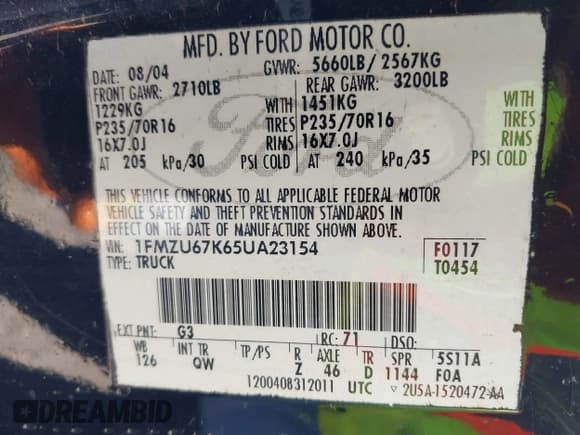 ✅ 2005 Ford Explorer Sport Trac XLS • VIN: 1FMZU67K65UA23154 • Lot: 42171217. Listed on IAAI with 93,040 mi. Free auction sales archive from the USA and detailed vehicle history report at DreamBid. Image 9.