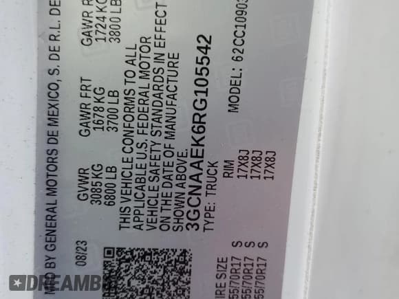 ✅ 2024 Chevrolet Silverado 1500 Work Truck • VIN: 3GCNAAEK6RG105542 • Лот: 69267665. Опубликован ранее на Copart с пробегом 51 208 миль. Бесплатный доступ к архиву аукционных продаж из США и подробный отчёт об истории автомобиля на DreamBid. Изображение 12.