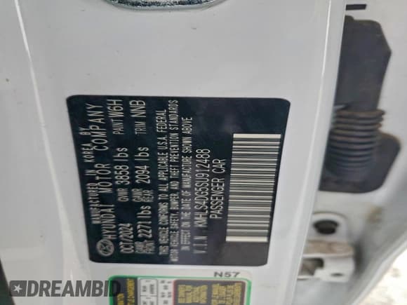 ✅ 2025 Hyundai Elantra SEL Convenience • VIN: KMHLS4DG5SU912488 • Lot: 95666605. Listed on Copart with 19,425 mi. Free auction sales archive from the USA and detailed vehicle history report at DreamBid. Image 13.