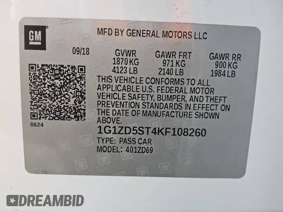 2019 Chevrolet Malibu LT z VIN 1G1ZD5ST4KF108260, wystawiony jako Copart lot #84009535 z przebiegiem 131 371 mil mil oraz Czysty tytuł • Clean title. Historia ofert i sprzedaży dostępna na DreamBid. Obrazek 12.